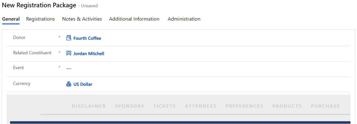 Add an event registration from a constituent record.