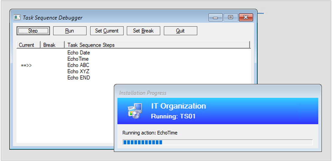 Screenshot of Task Sequence Debugger