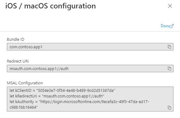 Review the app registration configuration pane.