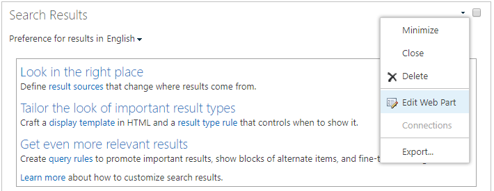 Edit Web Part selection.