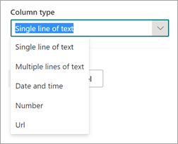 Screenshot of the Advanced settings portion of the New entity extractor panel showing the Column type option.