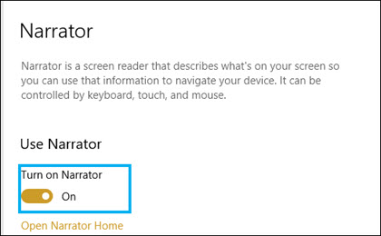Turn on Narrator.