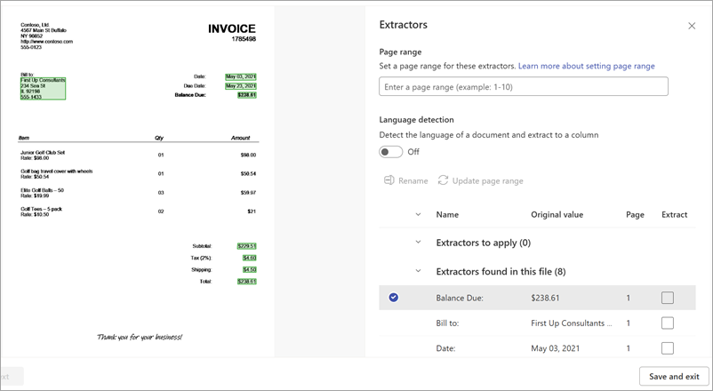 Screenshot of the extractor details page and Extractors panel.