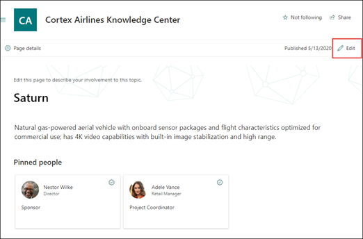 Screenshot showing the Edit button on the topic page.