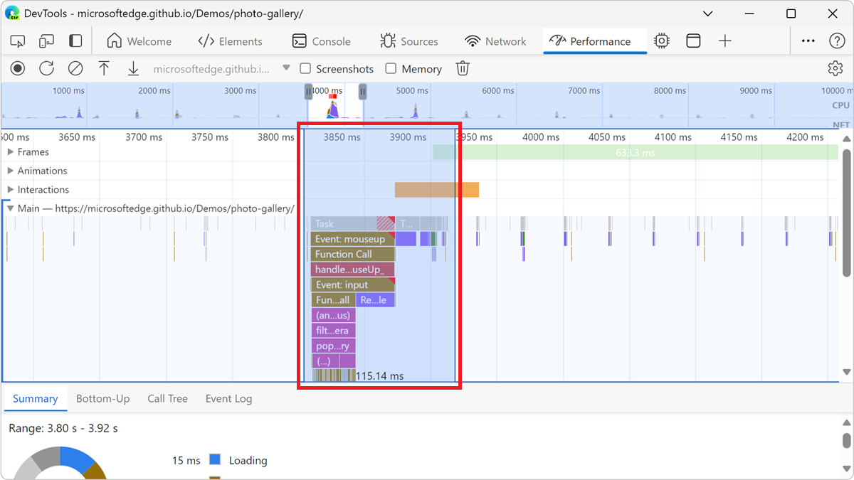 Viewing the duration of a portion of a recording