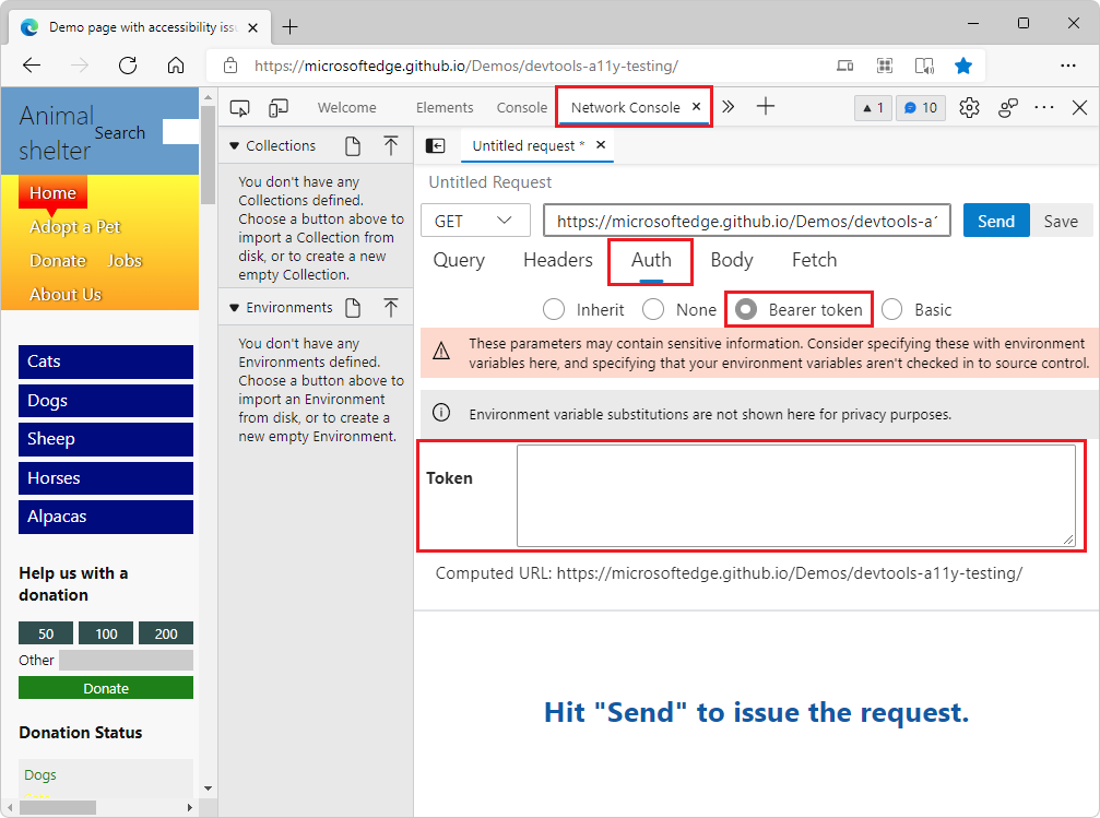 The Network Console tool