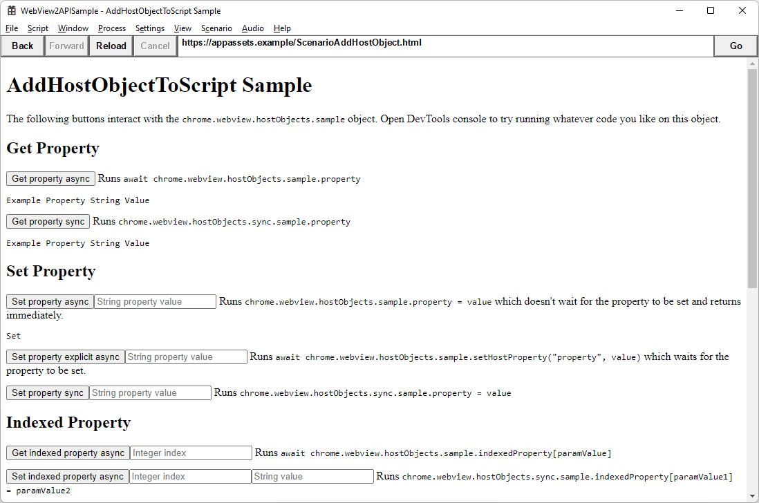 Top of Host Objects demo page