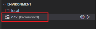 Screenshot showing the resource being provisioned in the environment section.