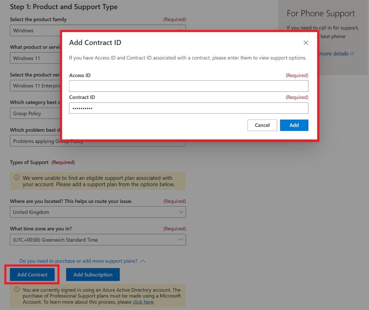 Screenshot of the 'Add Contract ID' window.