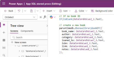 ภาพหน้าจอที่แสดงวิธีการเรียก Stored Procedure โดยตรงโดยใช้คู่คีย์/ค่าและสัญกรณ์จุด