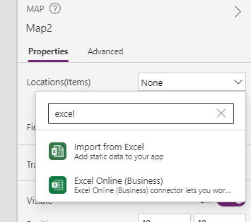 ภาพหน้าจอของตัวเลือกนำเข้าจาก Excel