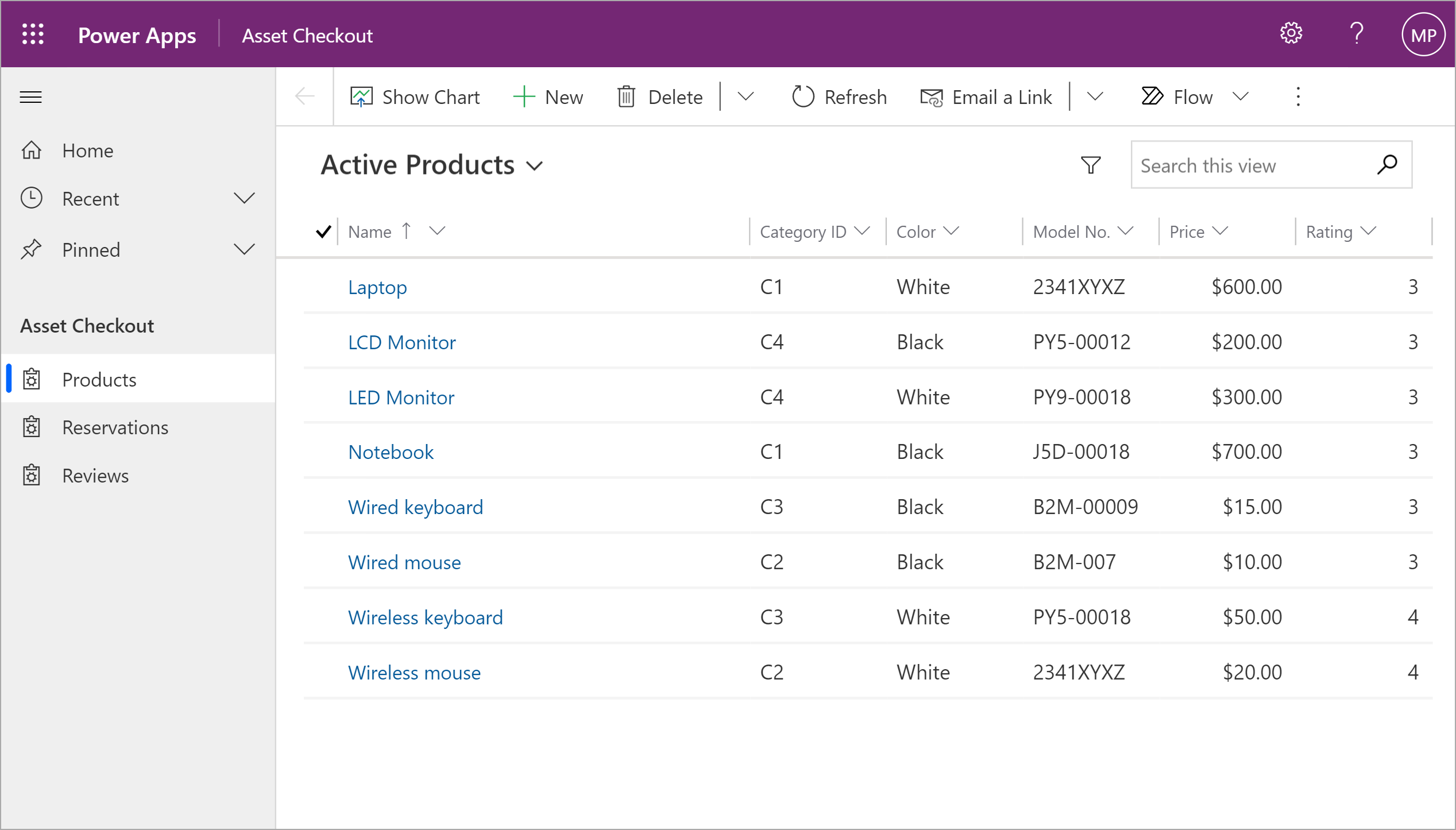 แอปตัวอย่าง Asset Checkout