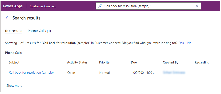 ตัวอย่างผลลัพธ์การค้นหาที่ใช้การจับคู่แบบตรงกัน