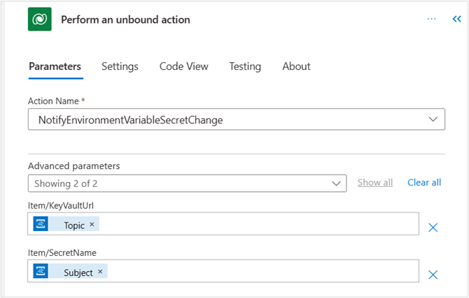 ภาพหน้าจอของการดำเนินการ Dataverse