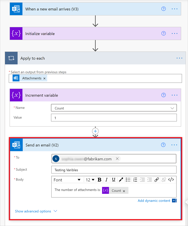 ภาพหน้าจอของการเพิ่มการดำเนินการที่ส่งผลลัพธ์ใน Copilot