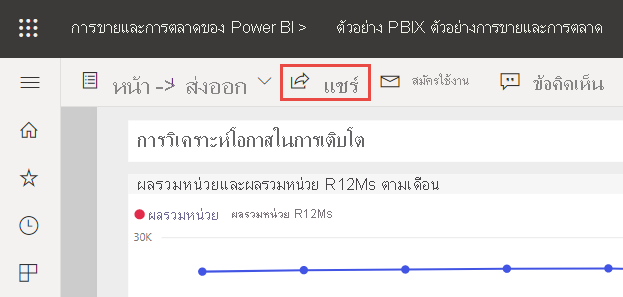 สกรีนช็อตของการแชร์รายงาน