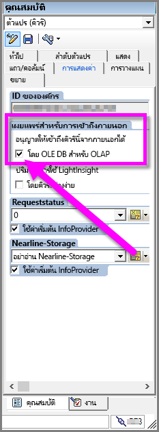 สกรีนช็อตที่แสดงการเปิดใช้งานการเผยแพร่สําหรับการเข้าถึงภายนอก