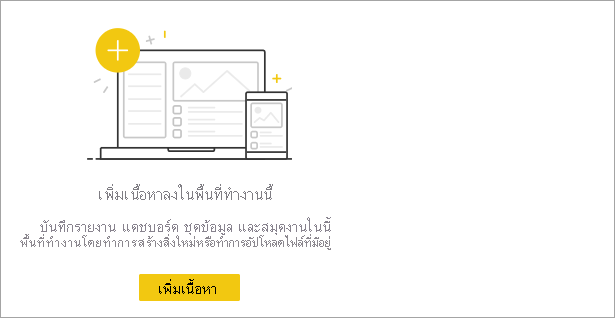 สกรีนช็อตของพื้นที่ทํางานว่างเปล่าในบริการของ Power BI