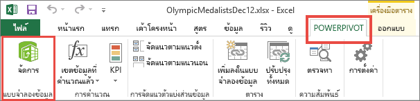 เปิด PowerPivot ใน Excel