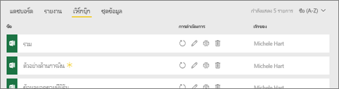 สกรีนช็อตที่แสดงเวิร์กบุ๊ก Excel ในพื้นที่ทํางาน