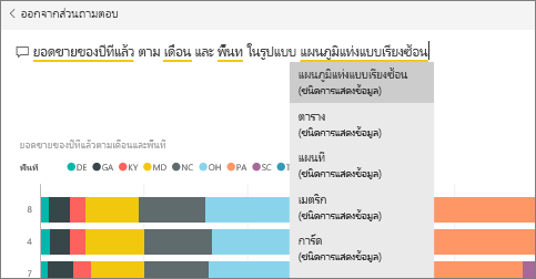 สกรีนช็อตของคําถามในกล่องคําถาม