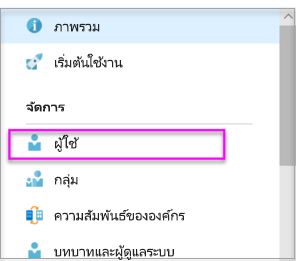 สกรีนช็อตของผู้ใช้ Microsoft Entra และแท็บกลุ่ม