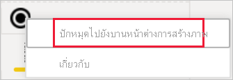 สกรีนช็อตของตัวเลือกที่จะปักหมุดไอคอนไปยังบานหน้าต่างการแสดงภาพ