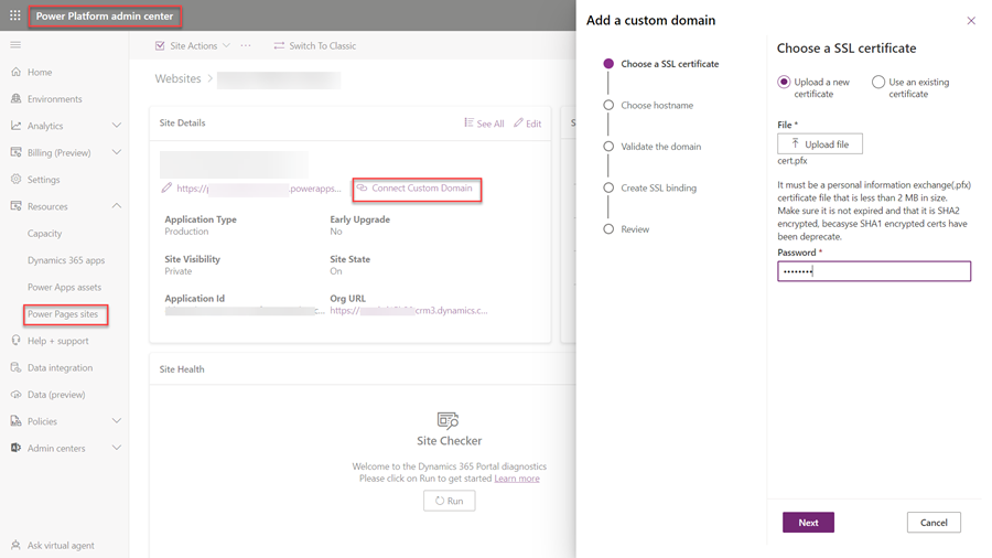 อัปโหลดใบรับรอง SSL