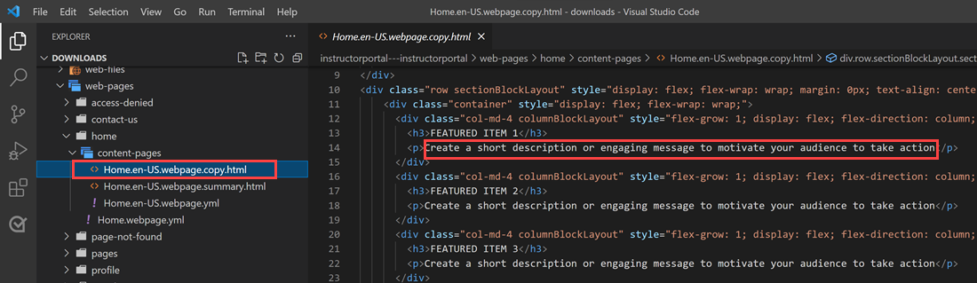 Visual Studio Code ที่มีข้อความเน้นการเปลี่ยนแปลง