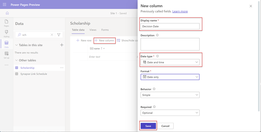 เพิ่มคอลัมน์ใหม่ไปตารางใหม่