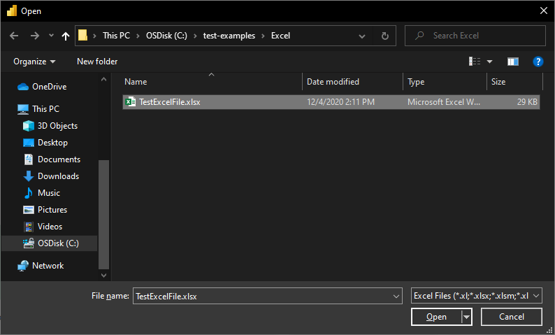 เลือกสมุดงาน Excel จาก File Explorer