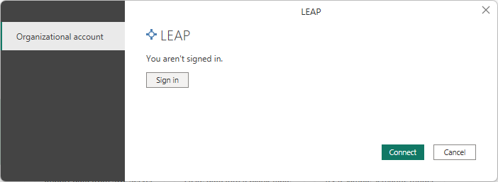 ภาพหน้าจอของบัญชี LEAP ที่เน้นและแสดงปุ่มลงชื่อเข้าใช้