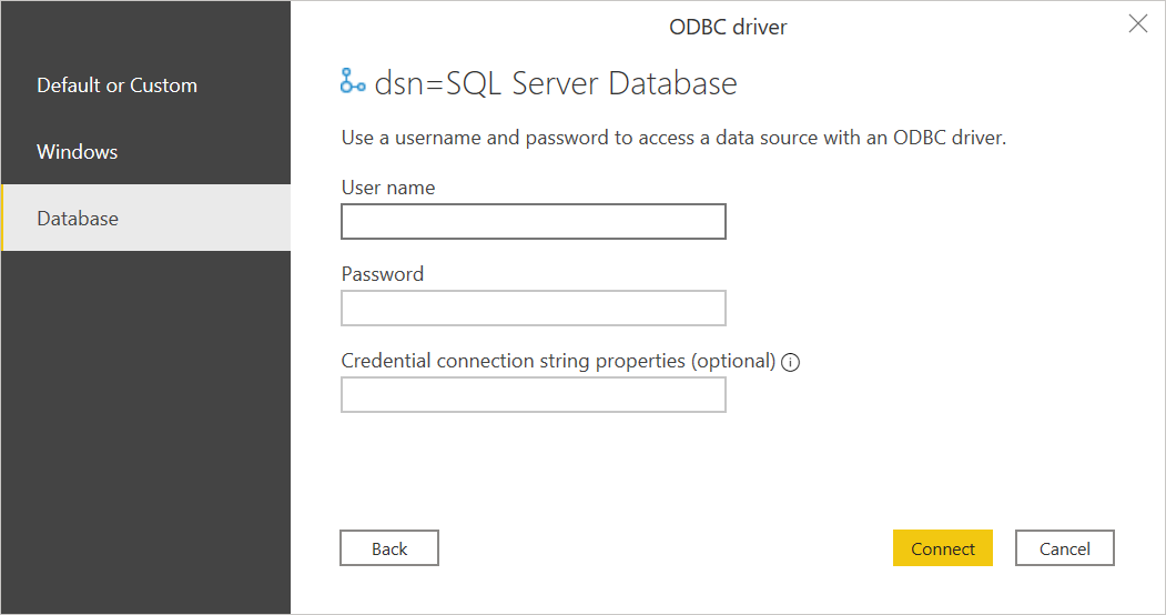 การรับรองความถูกต้อง ODBC ใน Power Query Desktop