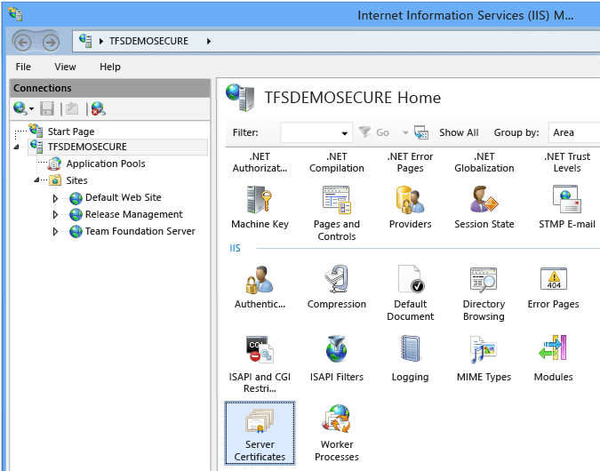 Open IIS Manager and request a certificate