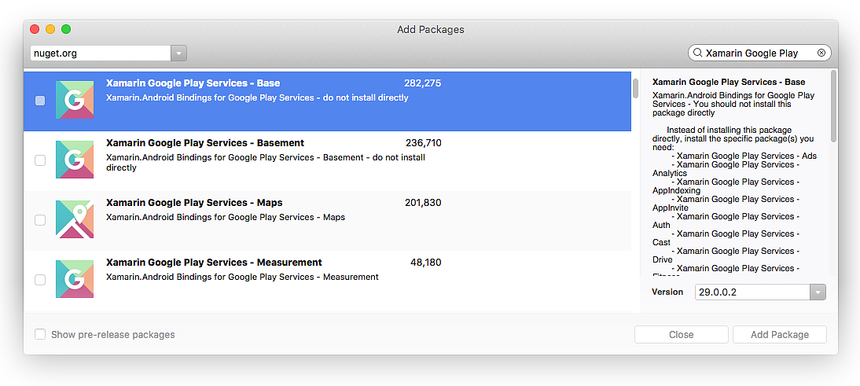 Installing Google Play Services Base