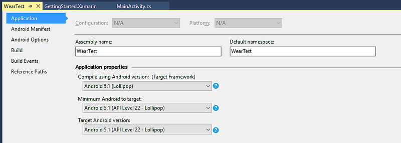 Setting the Target Framework to Android 5.0 in Visual Studio