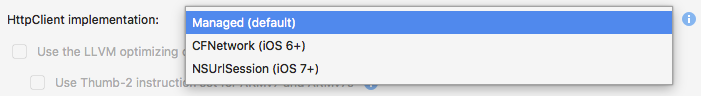 Choose HttpClient implementation from Managed, CFNetwork, or NSUrlSession