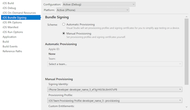 Set the signing identity and provisioning profile