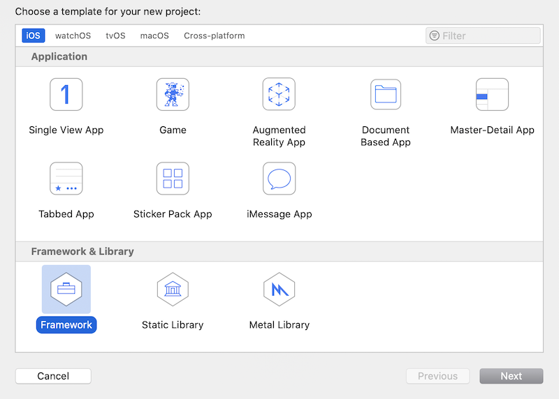 xcode create framework project