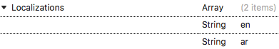 Info.plist supported languages