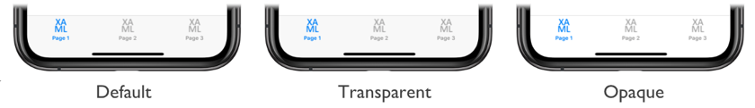 Screenshot of translucent and opaque tab bars on iOS