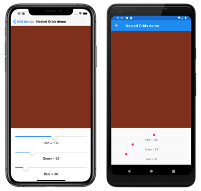 Screenshot of nested Grids