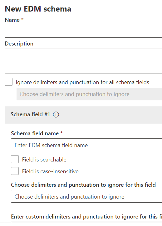 EDM schema creation wizard configuration flyout.