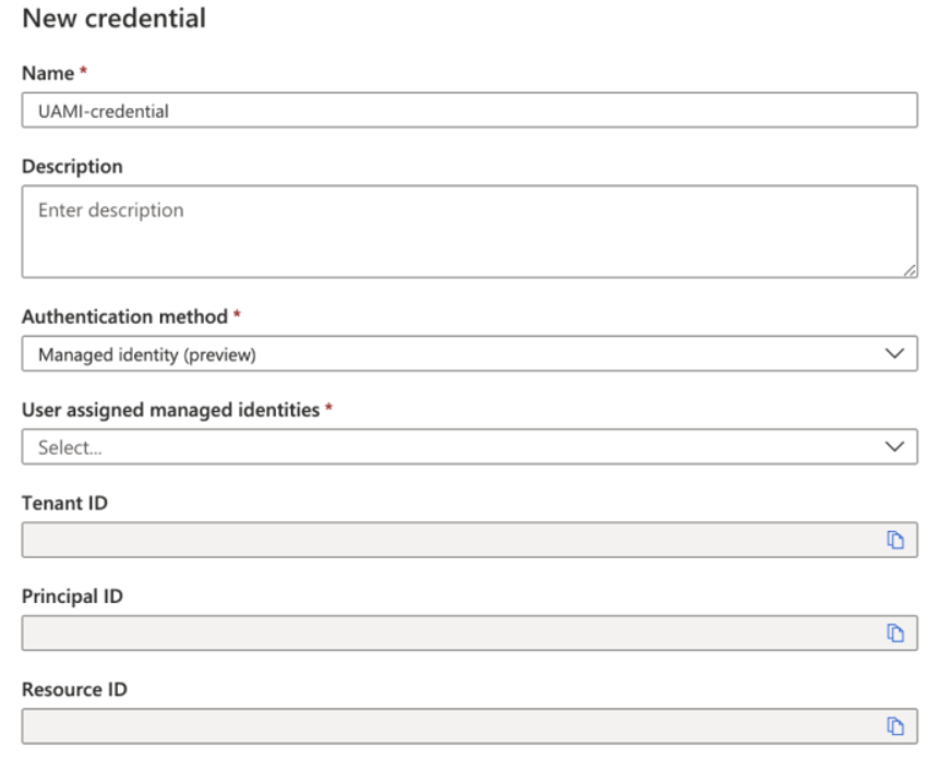 Screenshot showing the new managed identity creation tile, with the Learn More link highlighted.