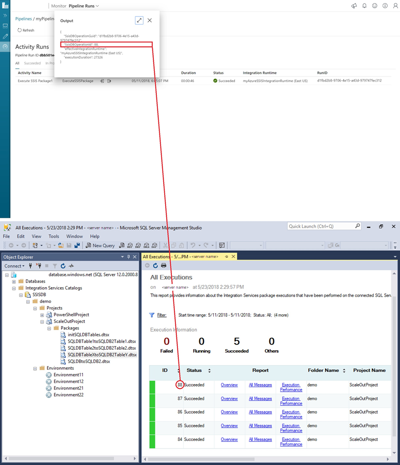 Get the package execution ID in Data Factory