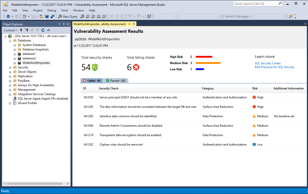 Screenshot showing scan results.