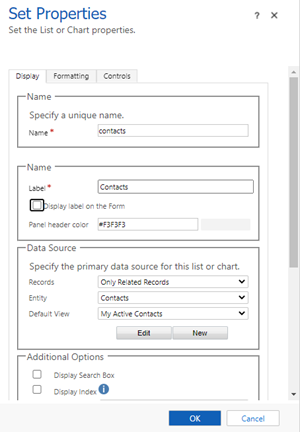 The Set Properties window opens after you select Contacts and the Change Properties.