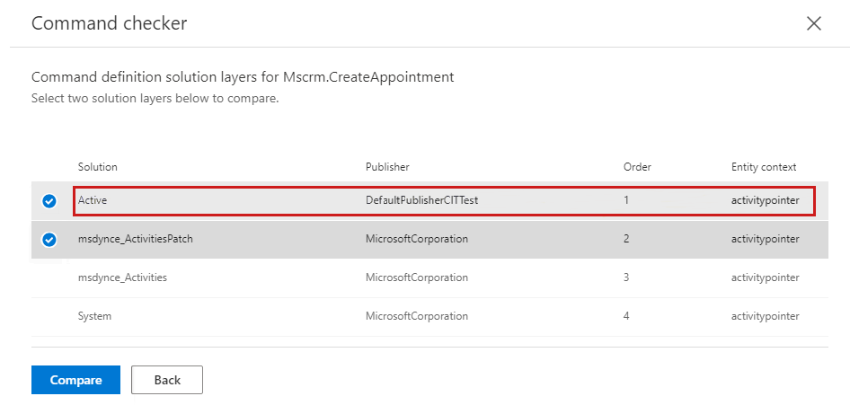 Screenshot to select the top two solution layers and select the Compare option.