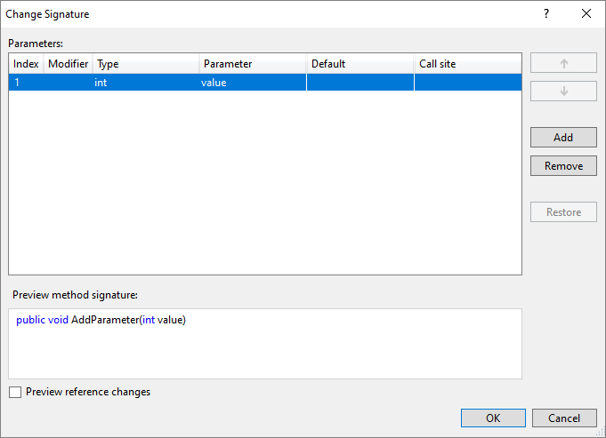 Change Signature Dialog