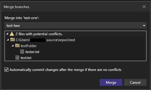 merge dialog